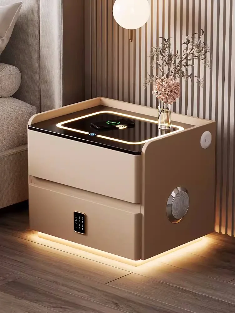 Solid Wood Nightstand 2 Drawers - Mesa de cabeceira inteligente de madeira