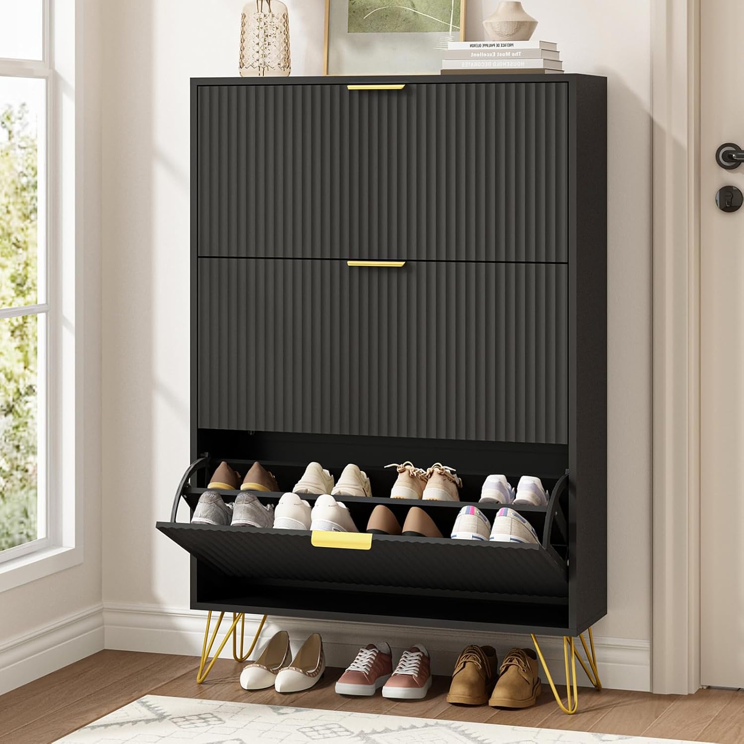 Shoe Rack Cabinet Narrow Entryway - Armário de Sapatos Estreito com 3