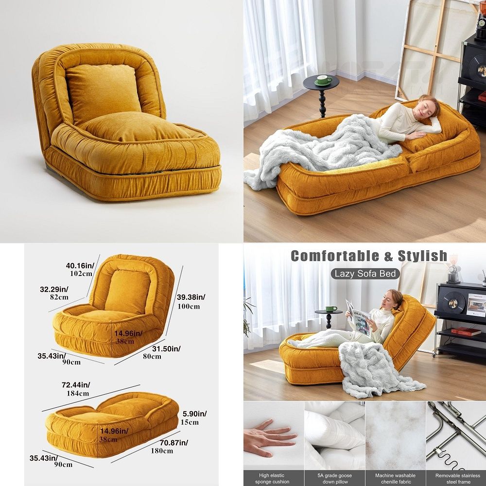 Sofas - Sofá-Cama Dobrável Preguiçoso, Cadeira de Chão