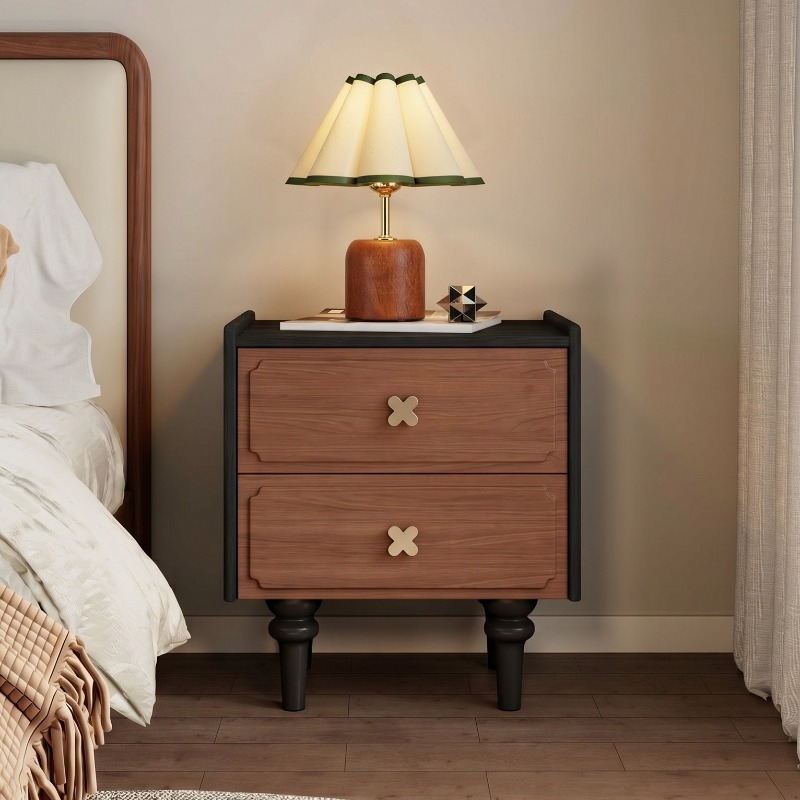 Solid Wood Nightstand 2 Drawers - Móvel para Casa, Mesa de Cabeceira