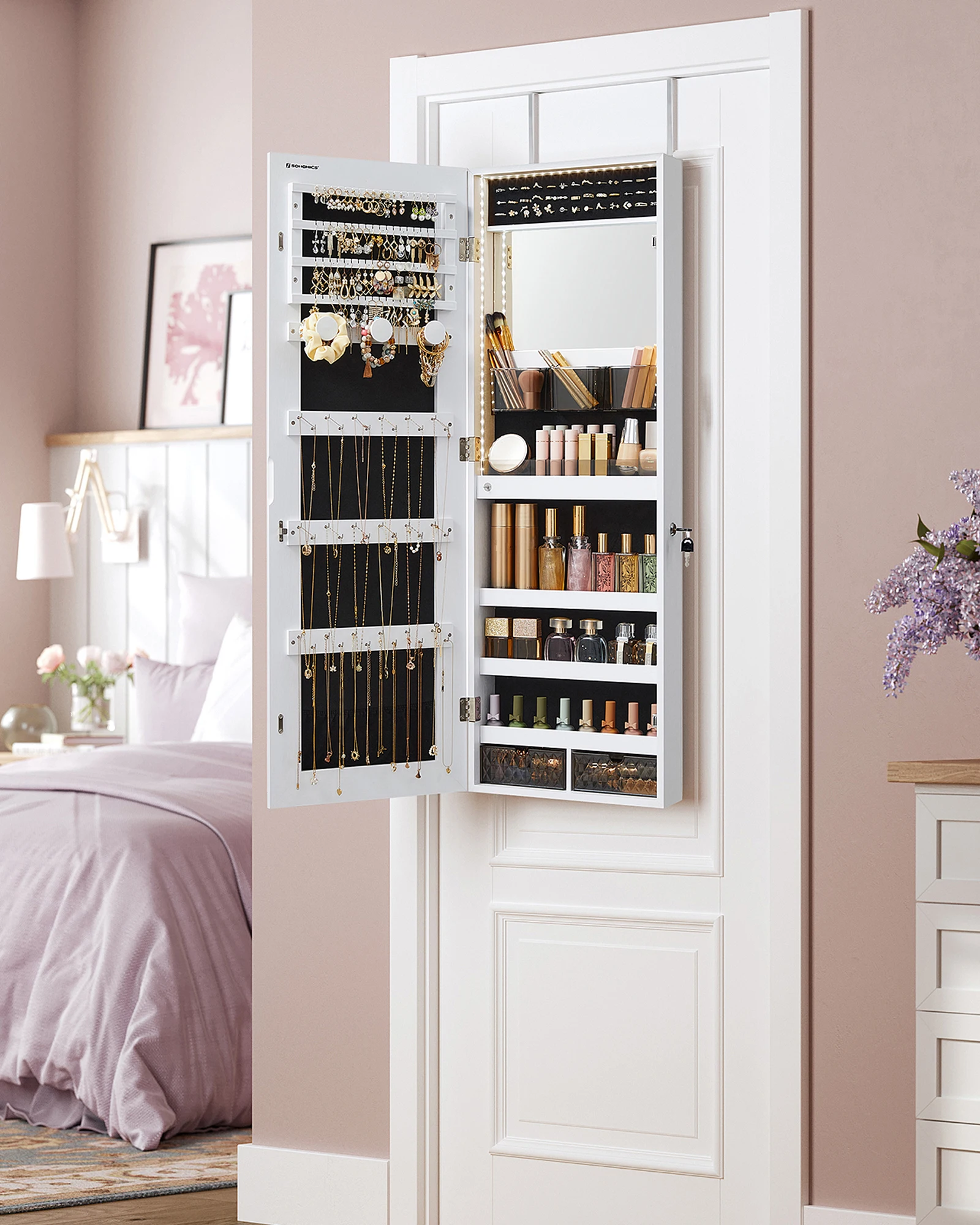Full Length Mirror Jewelry Armoire - # Armário de jóias multifuncional armário