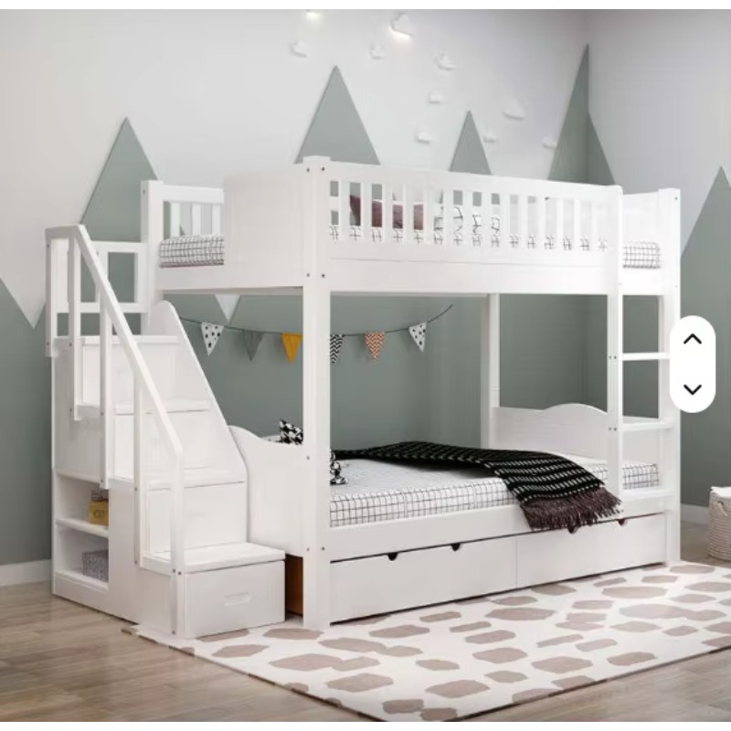 Bunk Bed With Stairs And Slide - Cama Beliche Infantil de Madeira Maciça