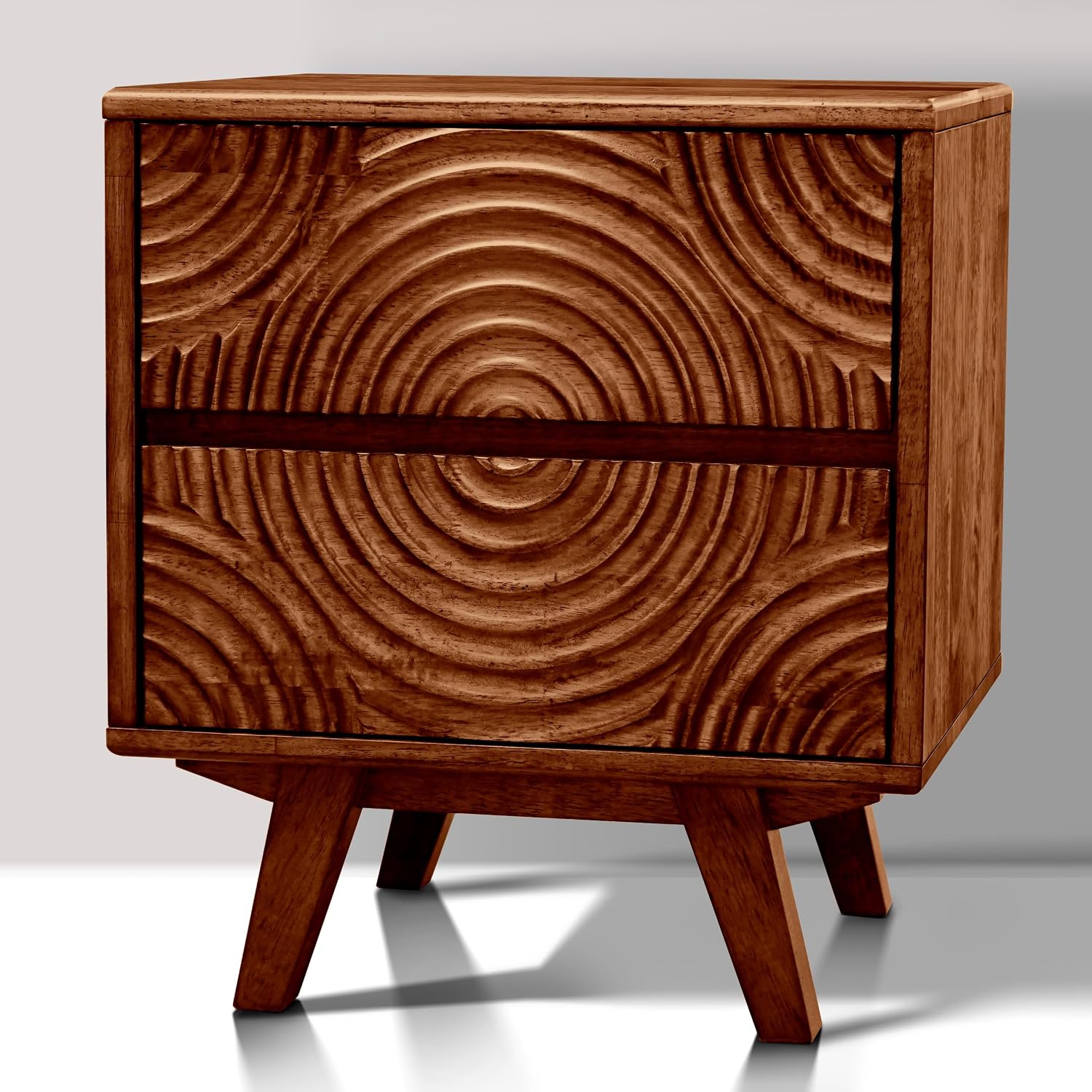 Solid Wood Nightstand 2 Drawers - Mesa de Cabeceira de Madeira Sólida
