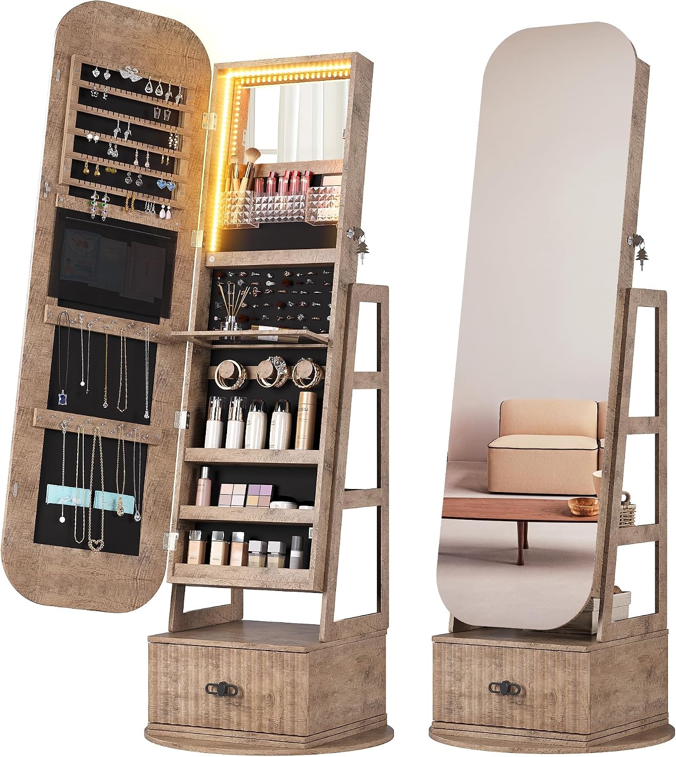 Organizador de Joias com Espel - Full Length Mirror Jewelry Armoire avaliação e preço