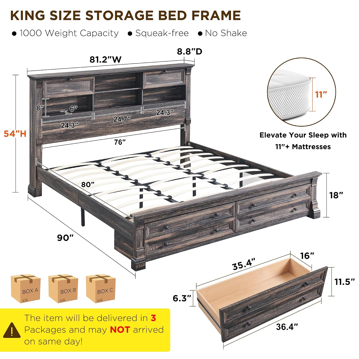 Estrutura de Cama King Size co - King Size Bed Frame With Storage Drawers avaliação e preço
