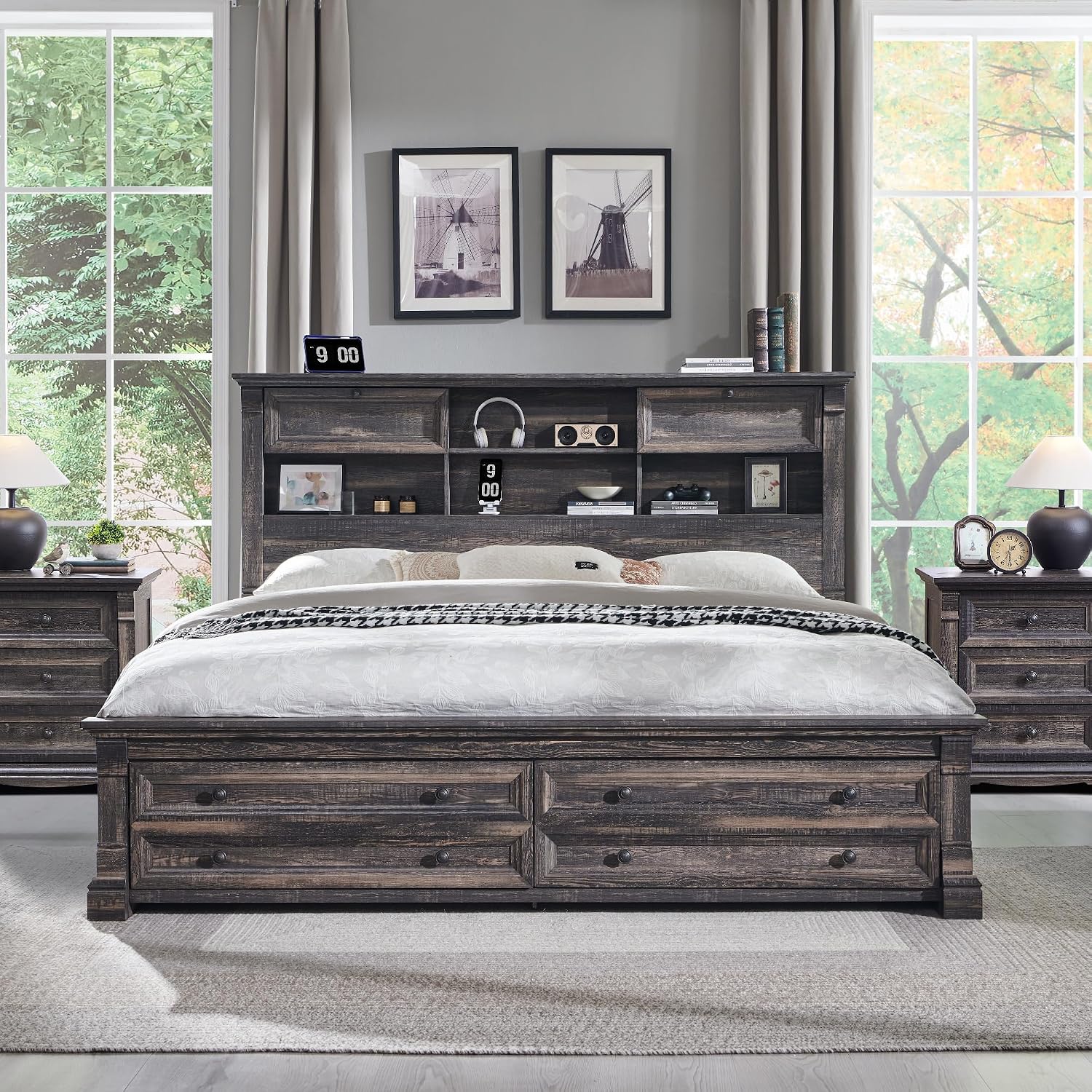 Estrutura de Cama King Size co - King Size Bed Frame With Storage Drawers avaliação e preço