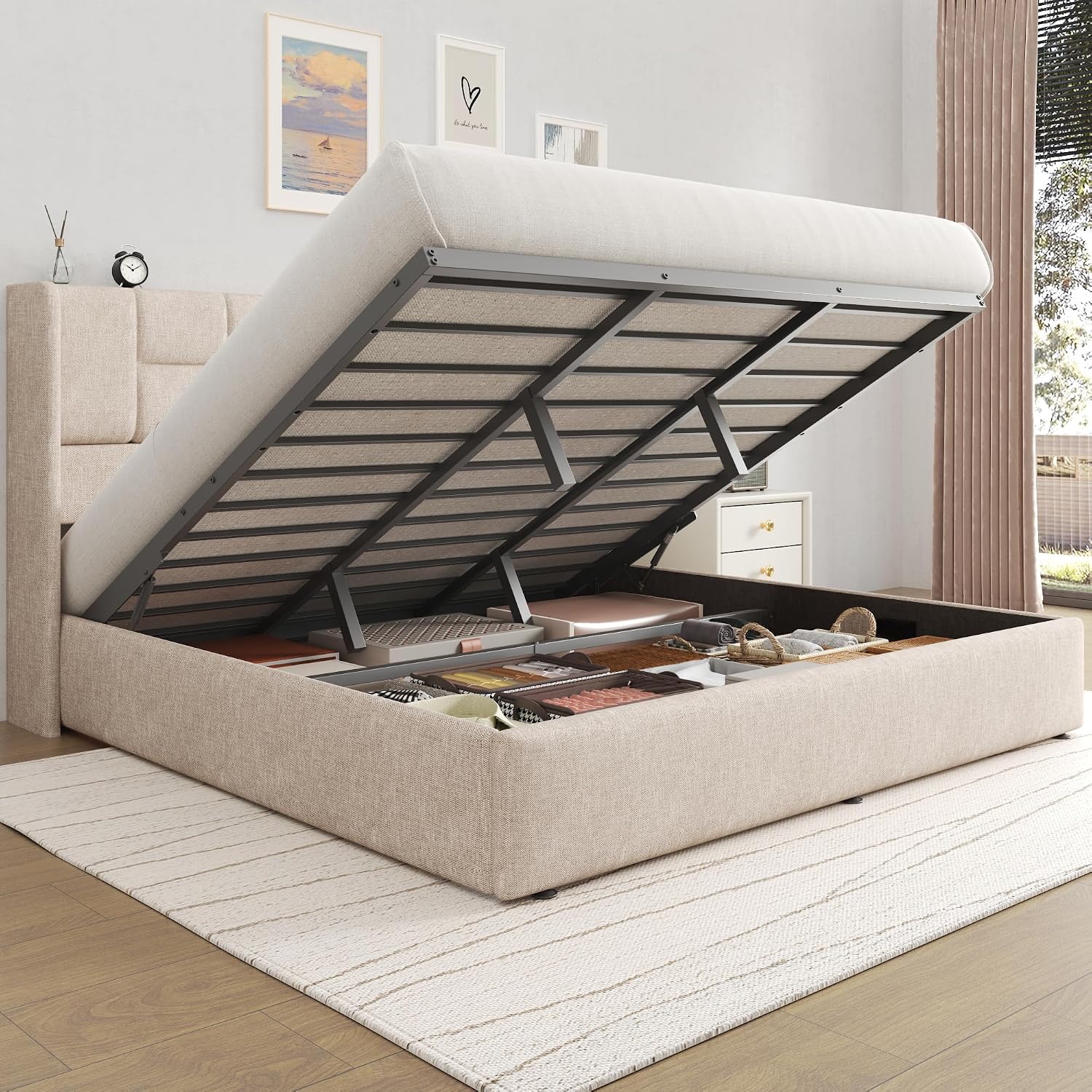 Base de Cama King Size com Ele - Gas Lift Storage Bed Hydraulic avaliação e preço