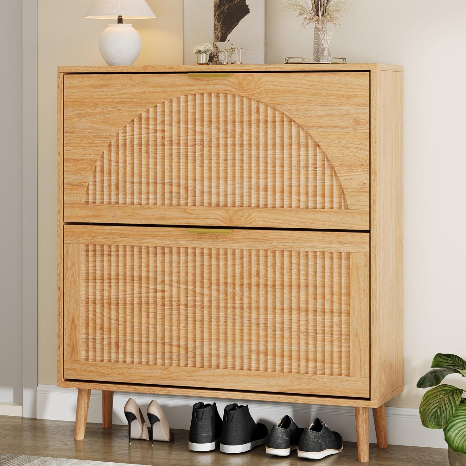 Armário de sapatos de madeira  - Shoe Rack Cabinet Narrow Entryway avaliação e preço