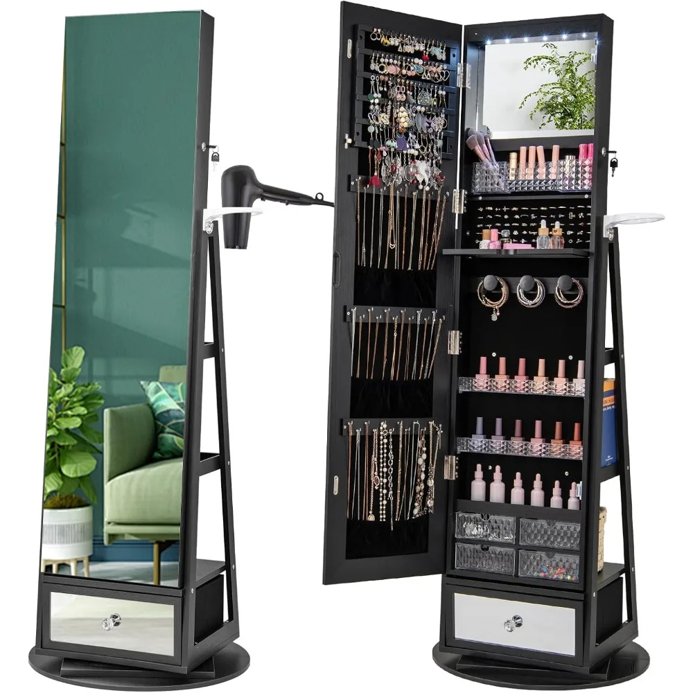 360 °   Armário giratório para - Full Length Mirror Jewelry Armoire avaliação e preço