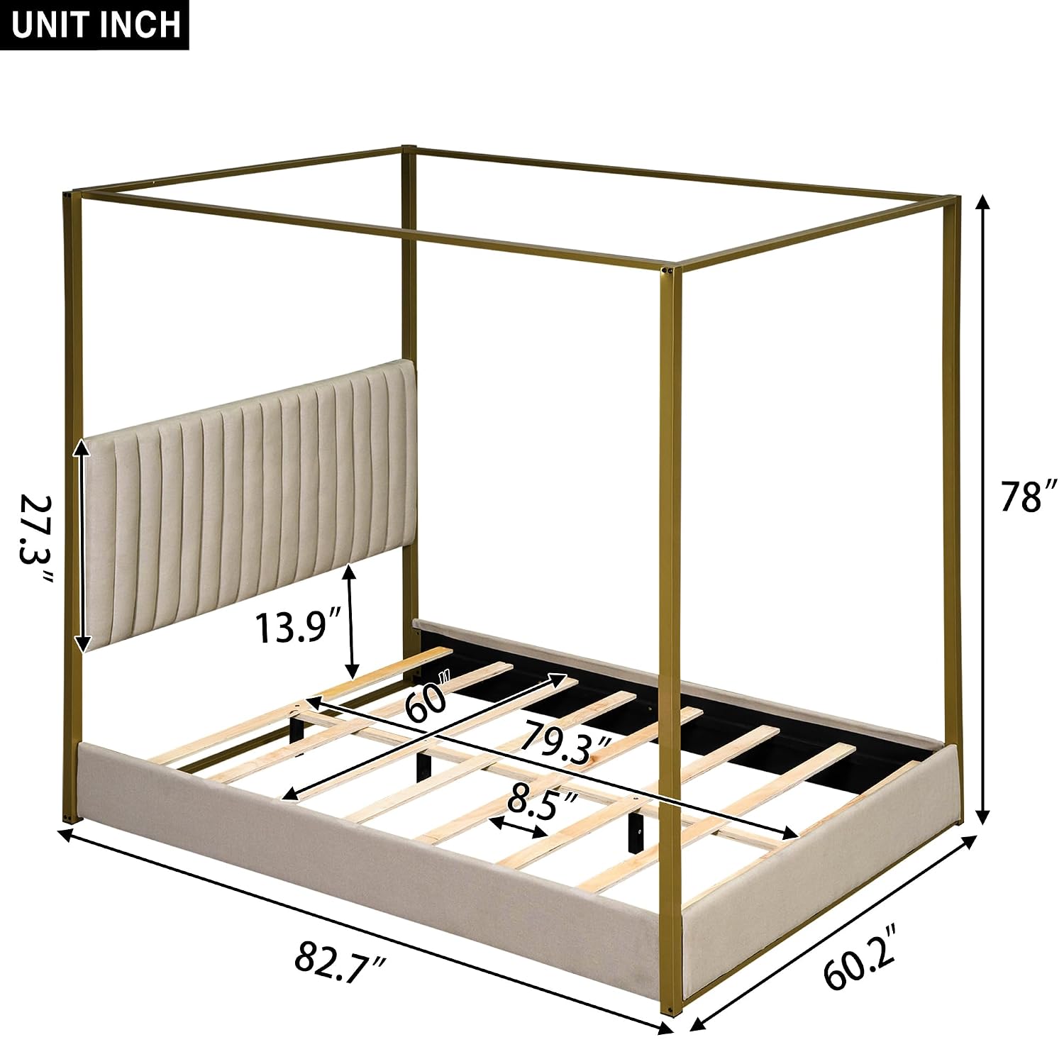 Cama de Casal Moderna com Doss - Canopy Bed Frame Metal Queen avaliação e preço