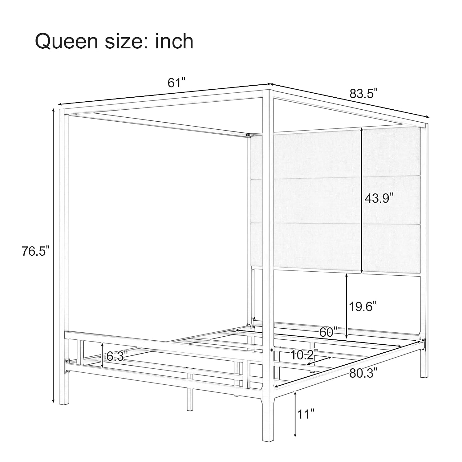 Cama Queen Size com Dossel, Es - Canopy Bed Frame Metal Queen avaliação e preço