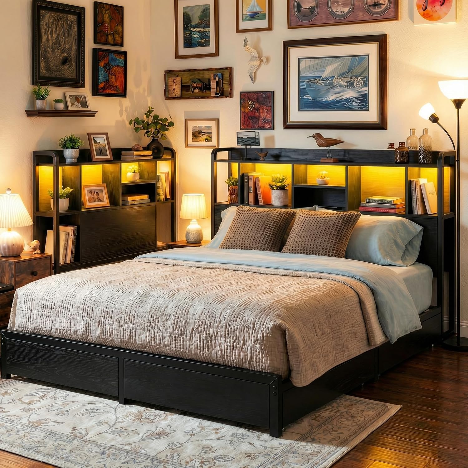 Cama King Size com Estrutura d - King Size Bed Frame With Storage Drawers avaliação e preço