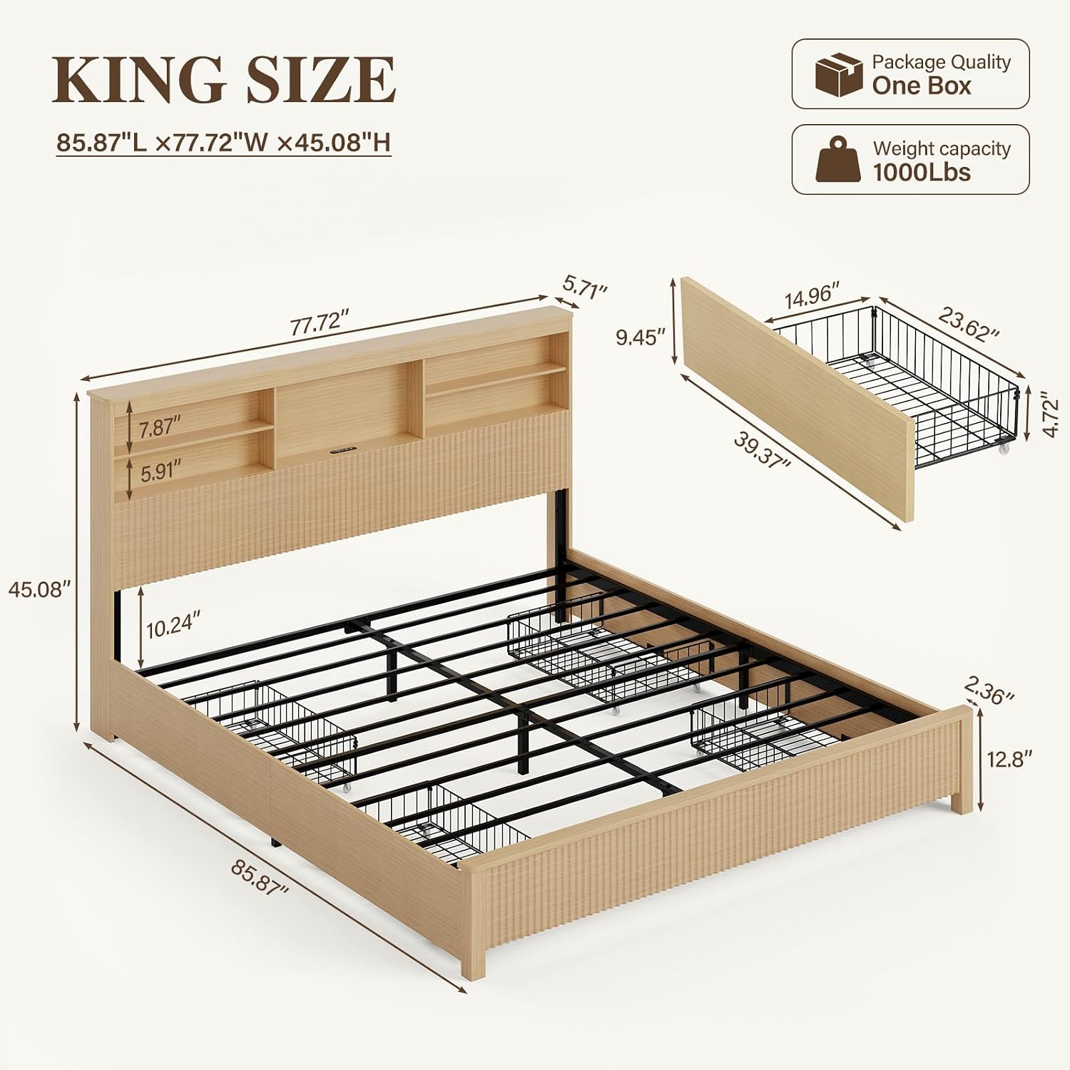 Estrutura de Cama King Size co - King Size Bed Frame With Storage Drawers avaliação e preço