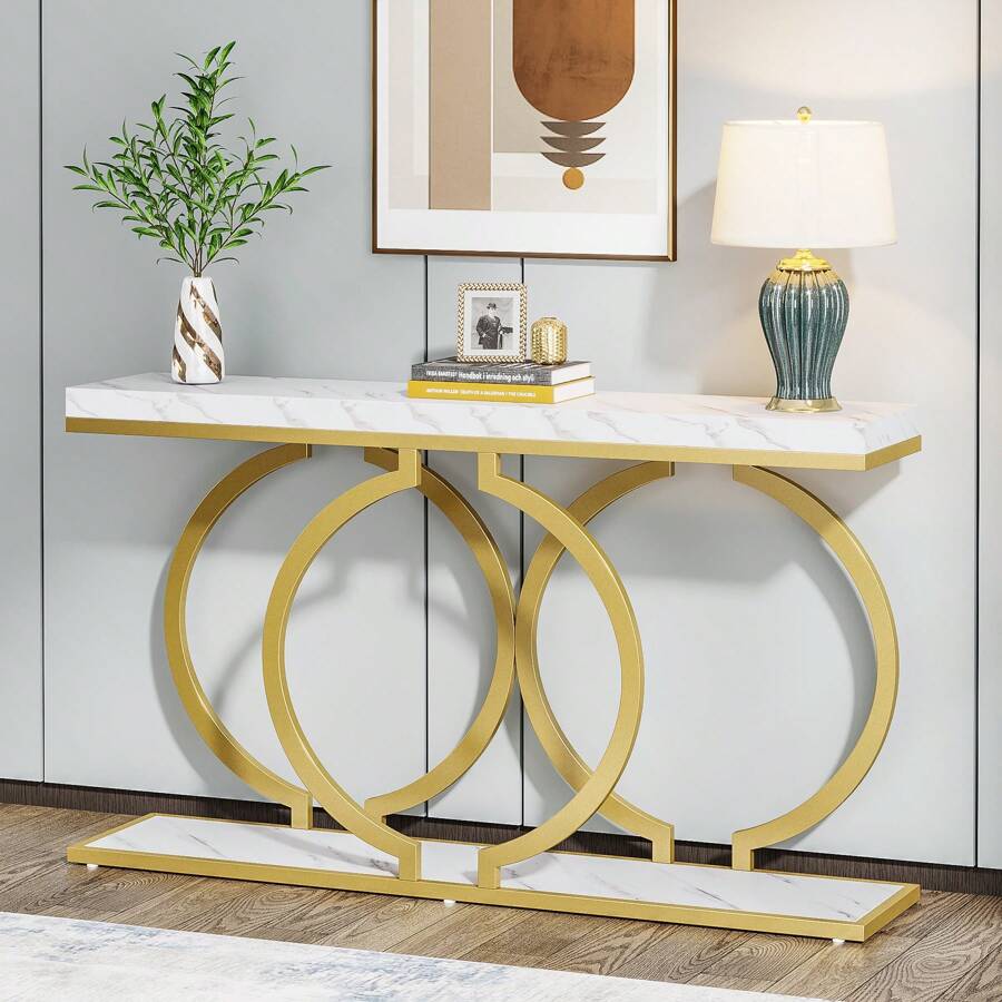 Mesa de console moderna dourad - Sofas avaliação e preço