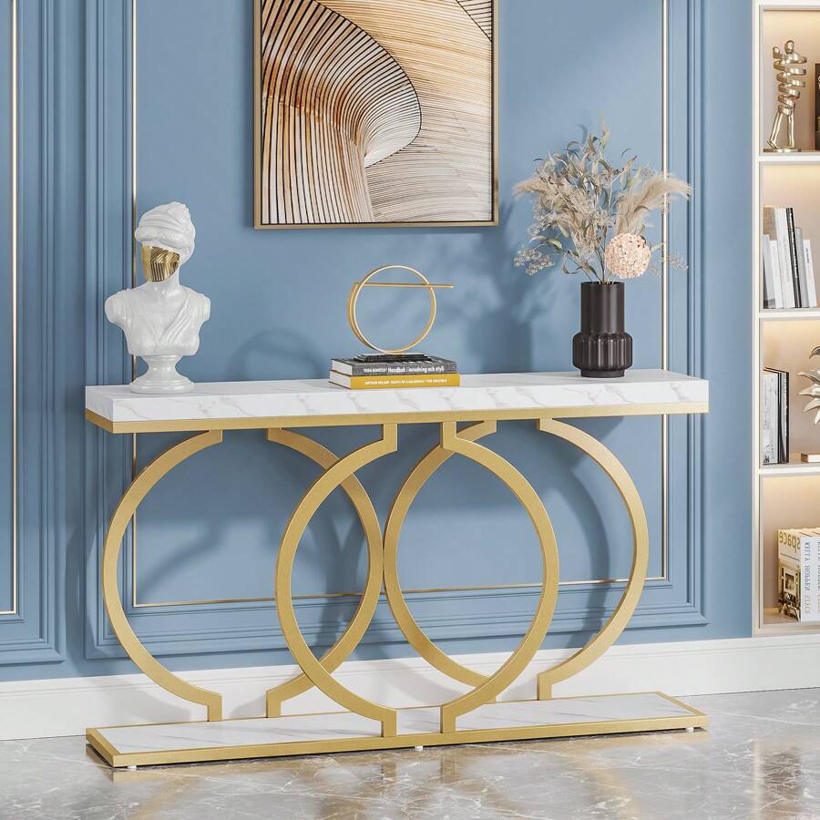 Mesa de console moderna dourad - Sofas avaliação e preço