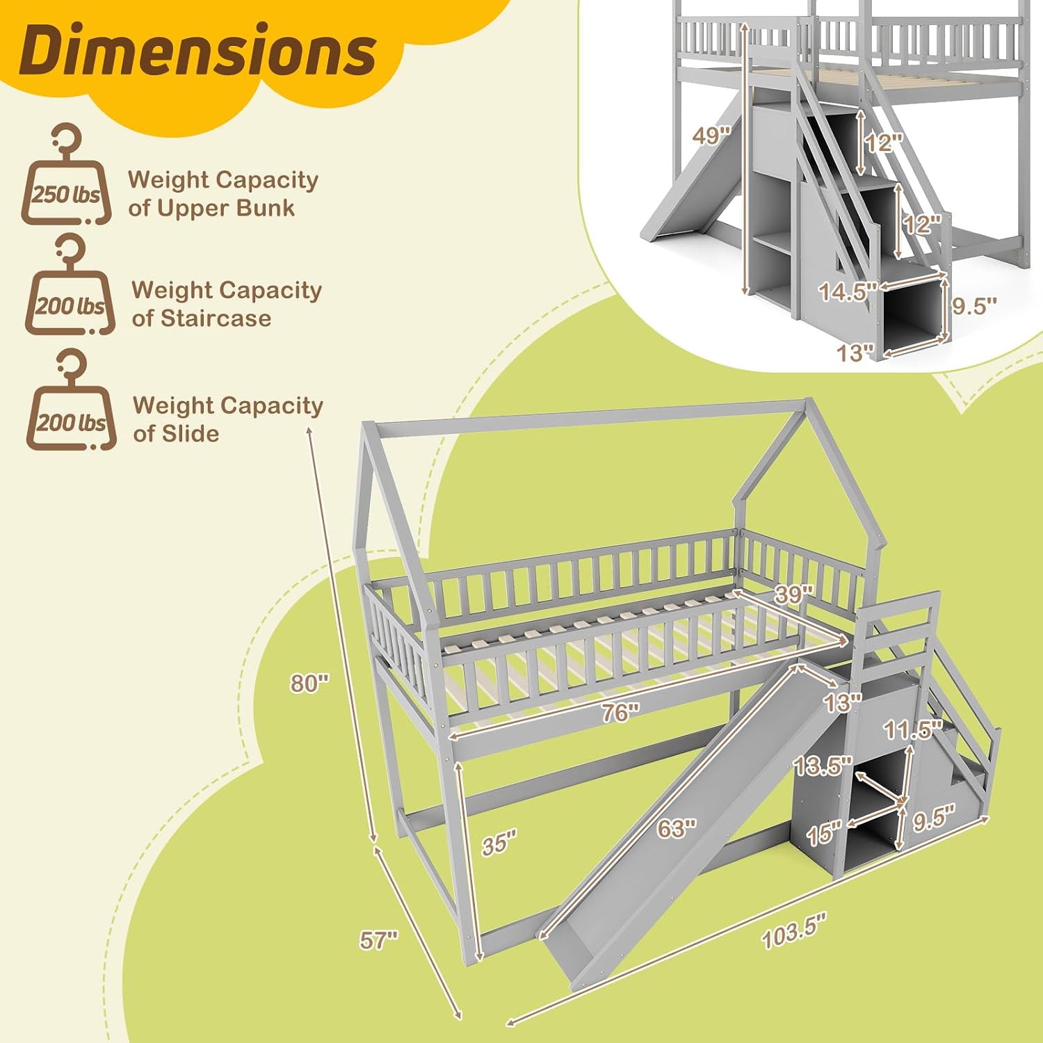 Cama Beliche Dupla com Escada  - Bunk Bed With Stairs And Slide avaliação e preço