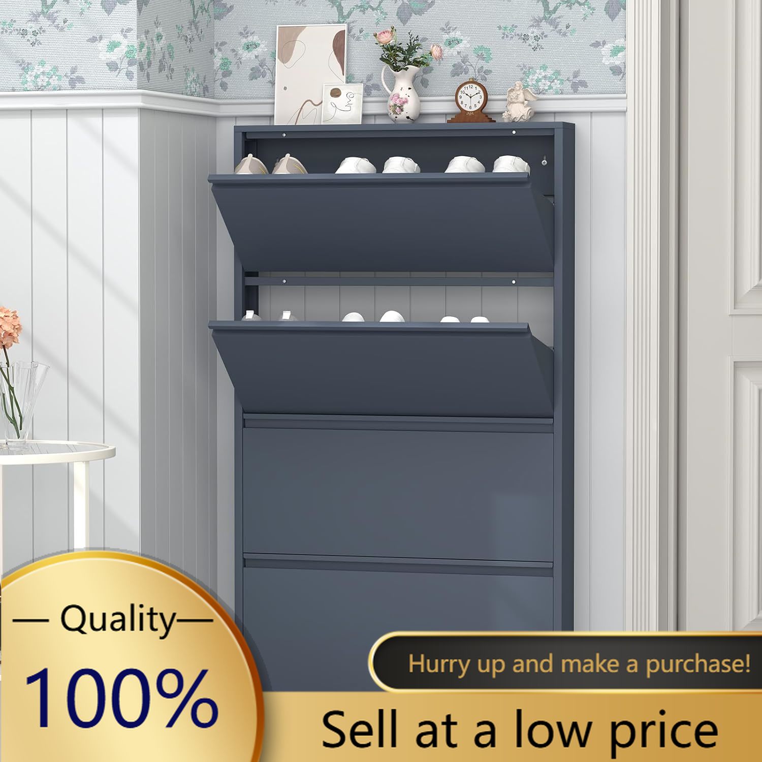 Armário para Sapatos com 4 Gav - Shoe Rack Cabinet Narrow Entryway avaliação e preço
