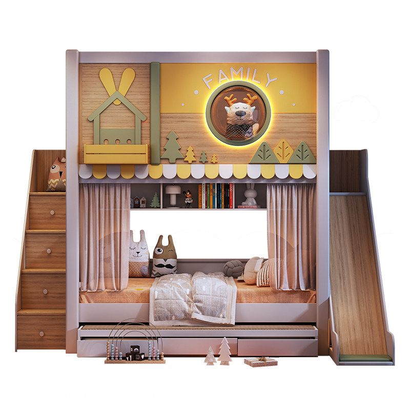 Cama Beliche Infantil com Tema - Bunk Bed With Stairs And Slide avaliação e preço