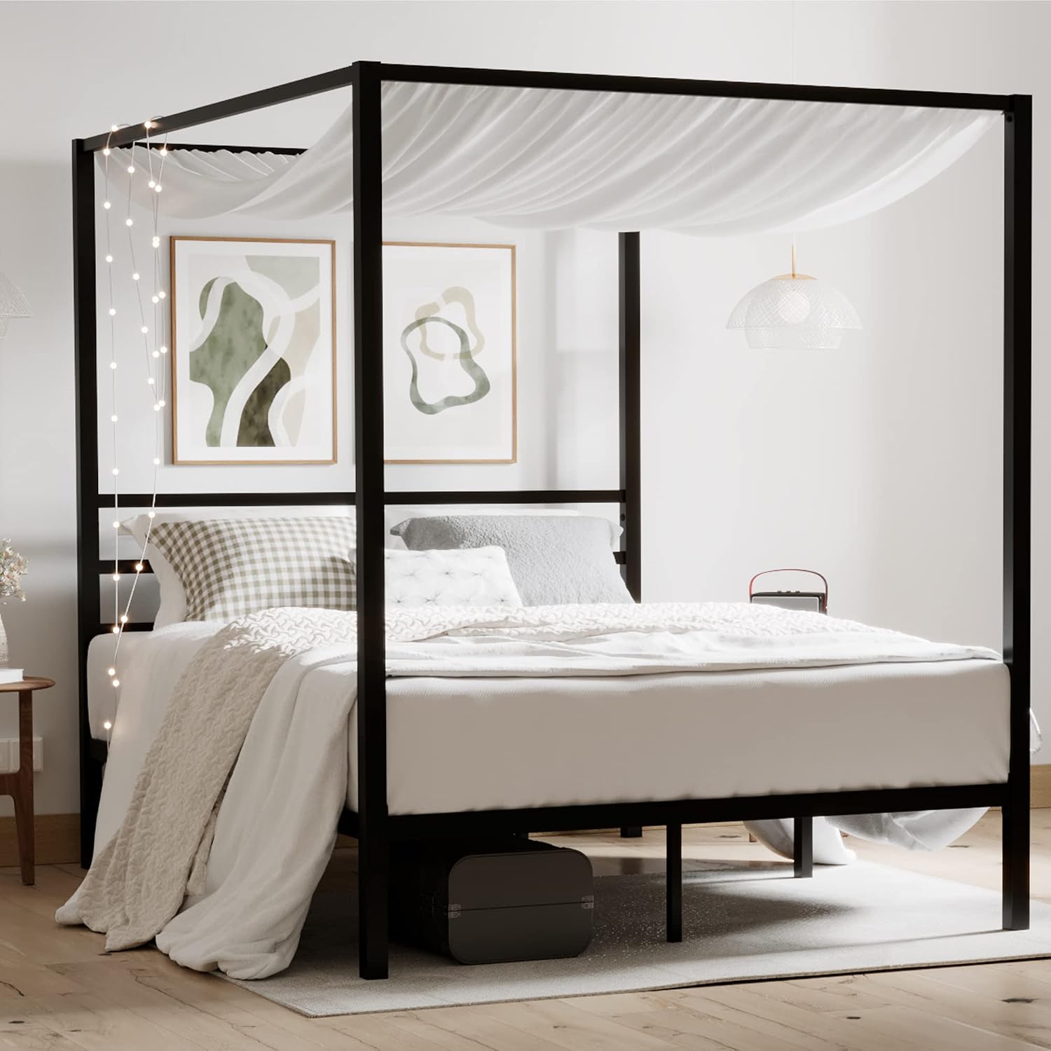 Estrutura de cama com dossel d - Canopy Bed Frame Metal Queen avaliação e preço